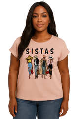 Women's organic T-shirt with cuffed sleeves "Sistas"