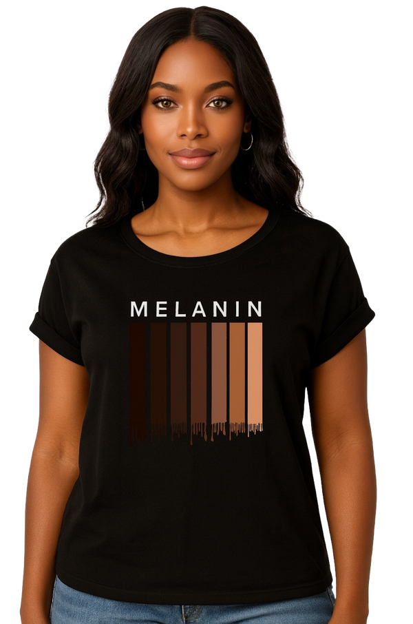 Women's organic T-shirt with cuffed sleeves "Melanin"