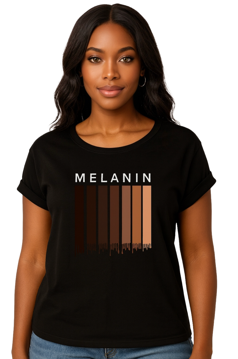 Women's organic T-shirt with cuffed sleeves "Melanin"