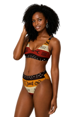 AFRICAN PRINT HIGH WAIST BIKINI - ANNIKA