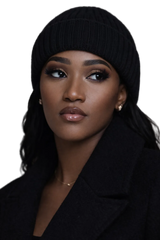 Cashmere Beanie with satin lining (Black)