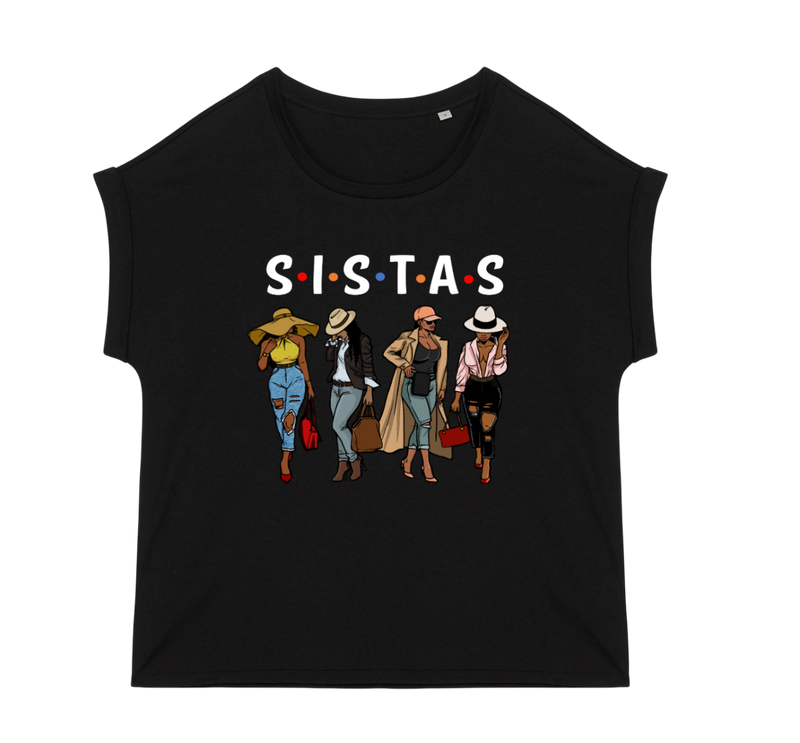 Women's organic T-shirt with cuffed sleeves "Sistas"