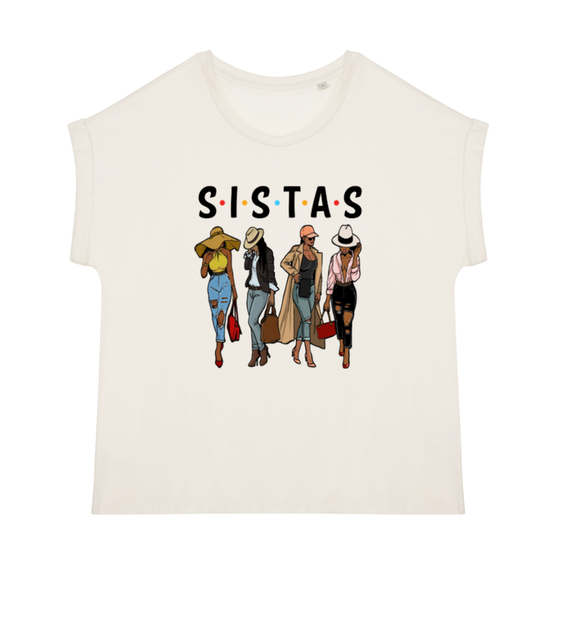 Women's organic T-shirt with cuffed sleeves "Sistas"