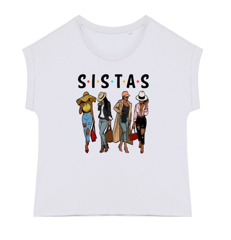 Women's organic T-shirt with cuffed sleeves "Sistas"