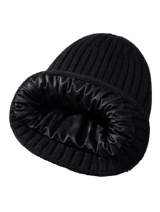 Cashmere Beanie with satin lining (Black)