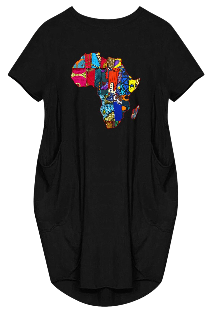 Loose dress with pockets - "Africa Map"