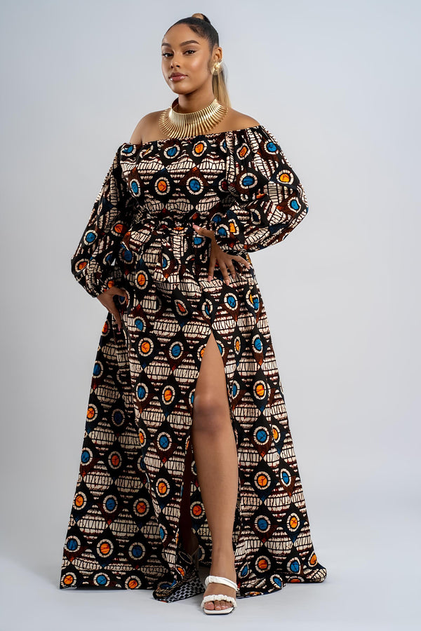 AFRICAN PRINT TOP & MAXI SKIRT - OLUCHI (Size L)