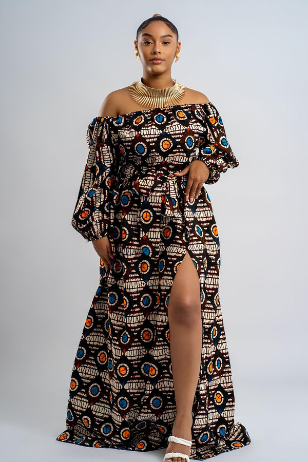 AFRICAN PRINT TOP & MAXI SKIRT - OLUCHI (Size L)