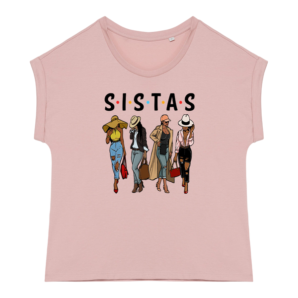 Women's organic T-shirt with cuffed sleeves "Sistas"