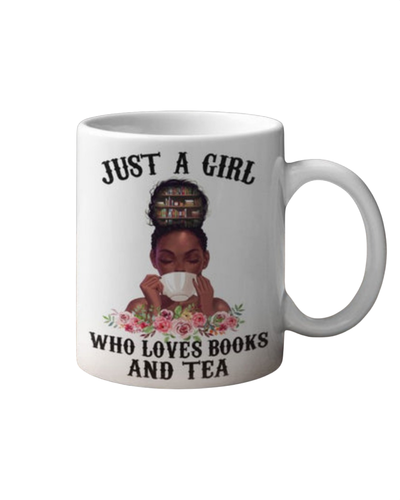 Mug "Just a girl who loves books and tea"