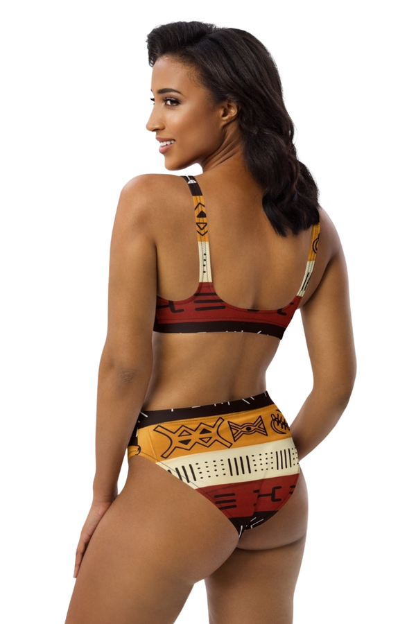 AFRICAN PRINT HIGH WAIST BIKINI - ANNIKA