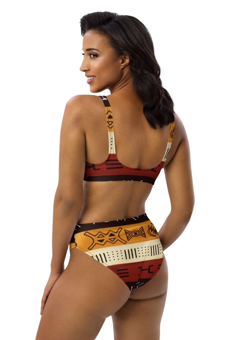 AFRICAN PRINT HIGH WAIST BIKINI - ANNIKA