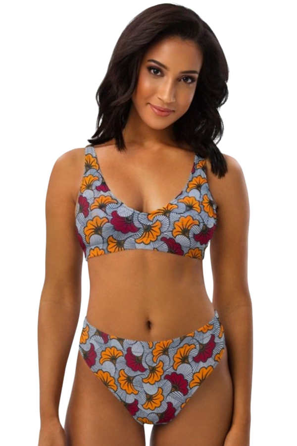 AFRICAN PRINT HIGH WAIST BIKINI - CHINELO