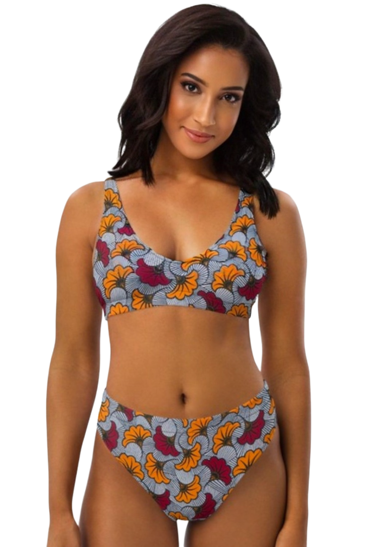 AFRICAN PRINT HIGH WAIST BIKINI - CHINELO