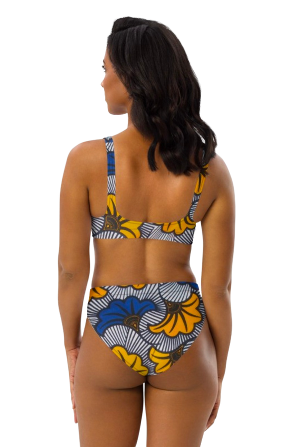 AFRICAN PRINT HIGH WAIST BIKINI - AZUKA