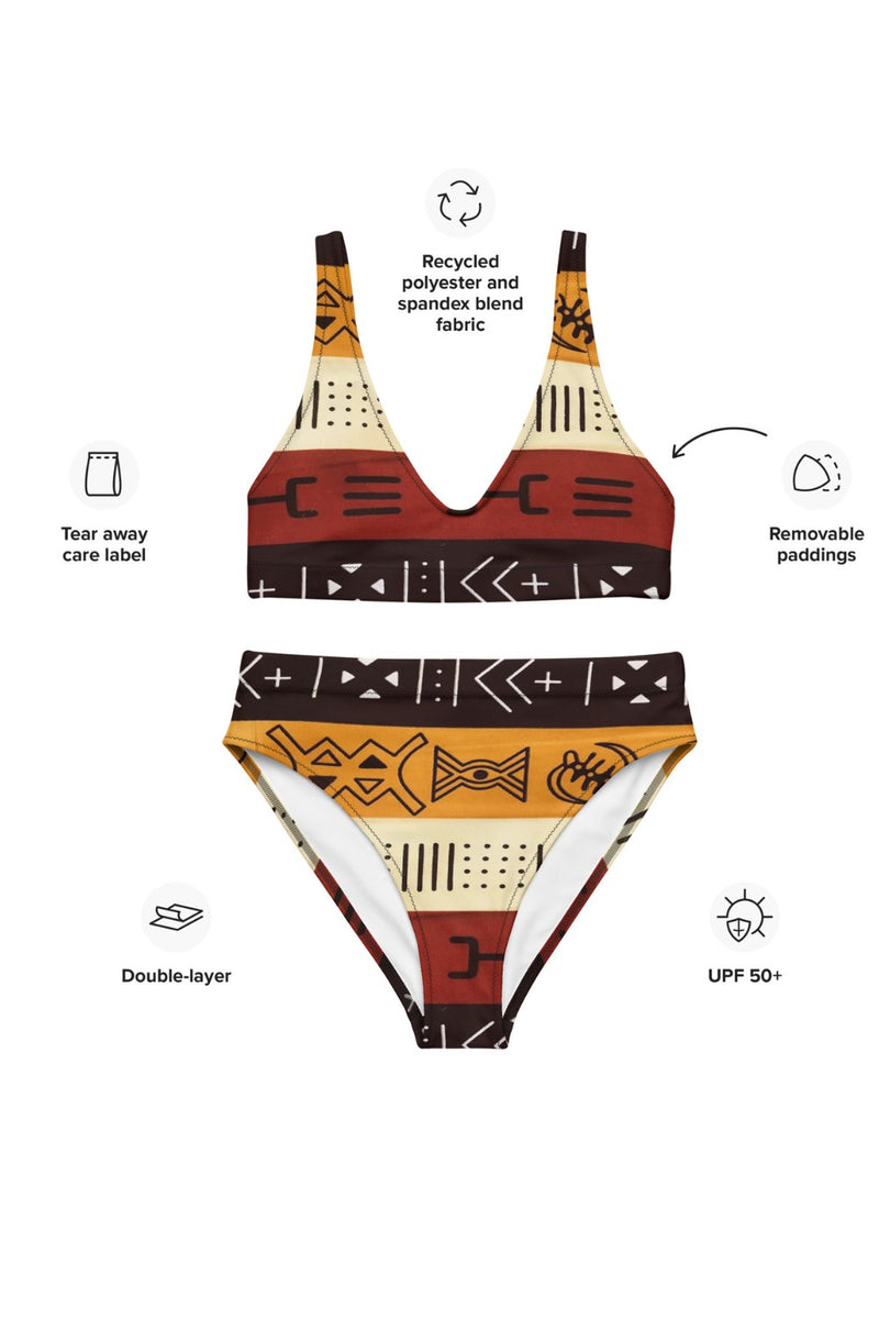 AFRICAN PRINT HIGH WAIST BIKINI - ANNIKA