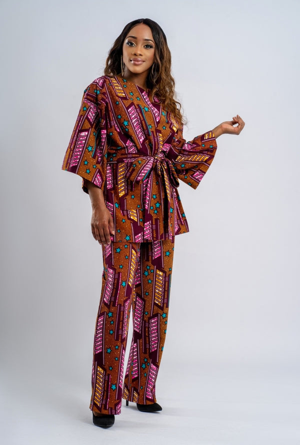 AFRICAN PRINT KIMONO & TROUSERS - ADAEZE