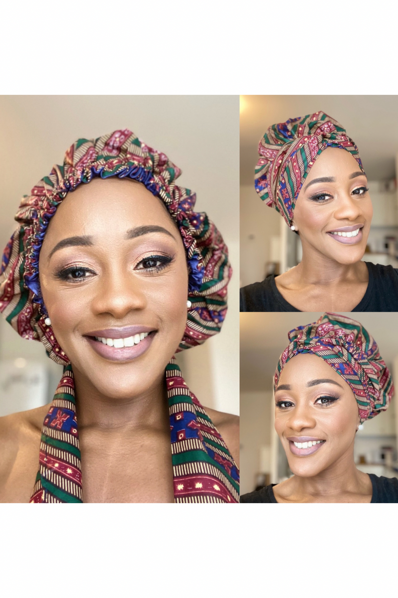 Ankara and Satin  Headwrap - Koumba