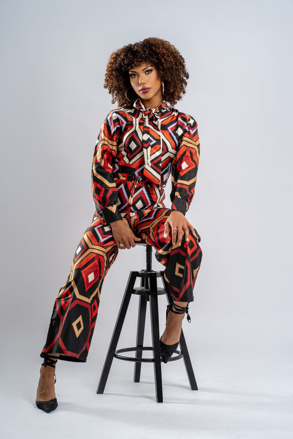 GEOMETRIC PRINT JUMPSUIT - ORNELLE